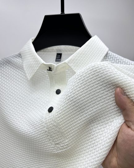 Mesh Ice Silk Short Sleeve T-shirt Mens Clothing - Image 7