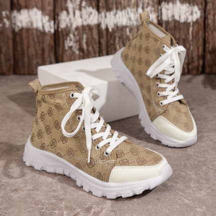 Rose-printed Lace-up Boots Fashion Breathable Canvas Shoes Sports Casual Non-slip Thick-soled Short Boot For Women - Image 7