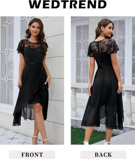 Wedtrend Women's Formal Dress Ruffle Cocktail Party Dress Flutter Sleeve Fall Wedding Guest Dress - Image 4