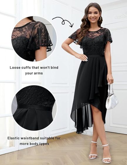 Wedtrend Women's Formal Dress Ruffle Cocktail Party Dress Flutter Sleeve Fall Wedding Guest Dress - Image 3